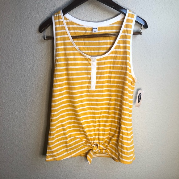 Old Navy Tops - Old Navy yellow stripped tank top tie front